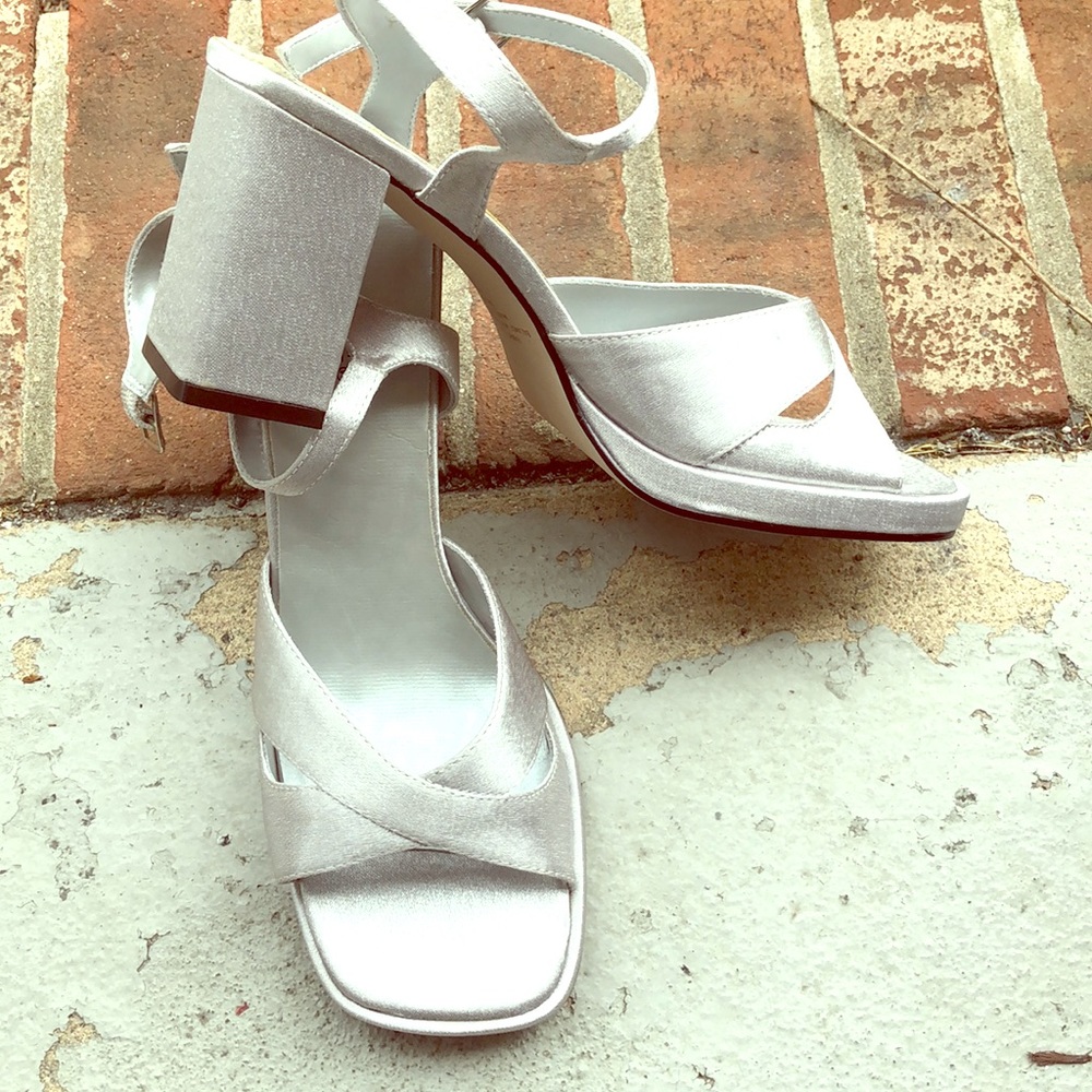 Silver platform heels